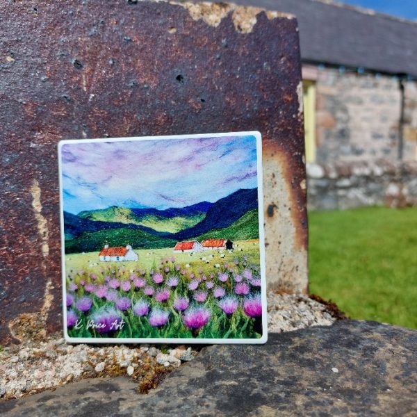 Athnamulloch Thistle Ceramic Coaster | Scottish Creations