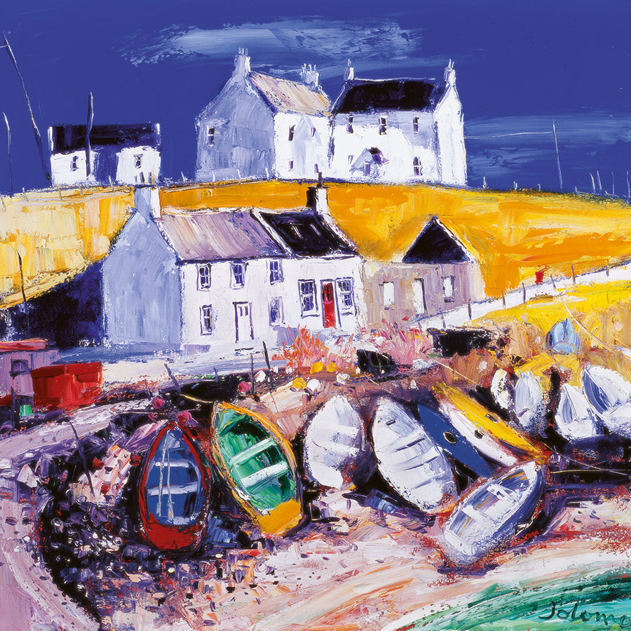 Beached Boats at Portnahaven, Islay Card | Scottish Creations