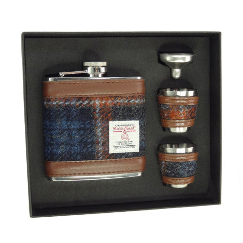 Harris Tweed Hip Flask Gift Set | Scottish Creations