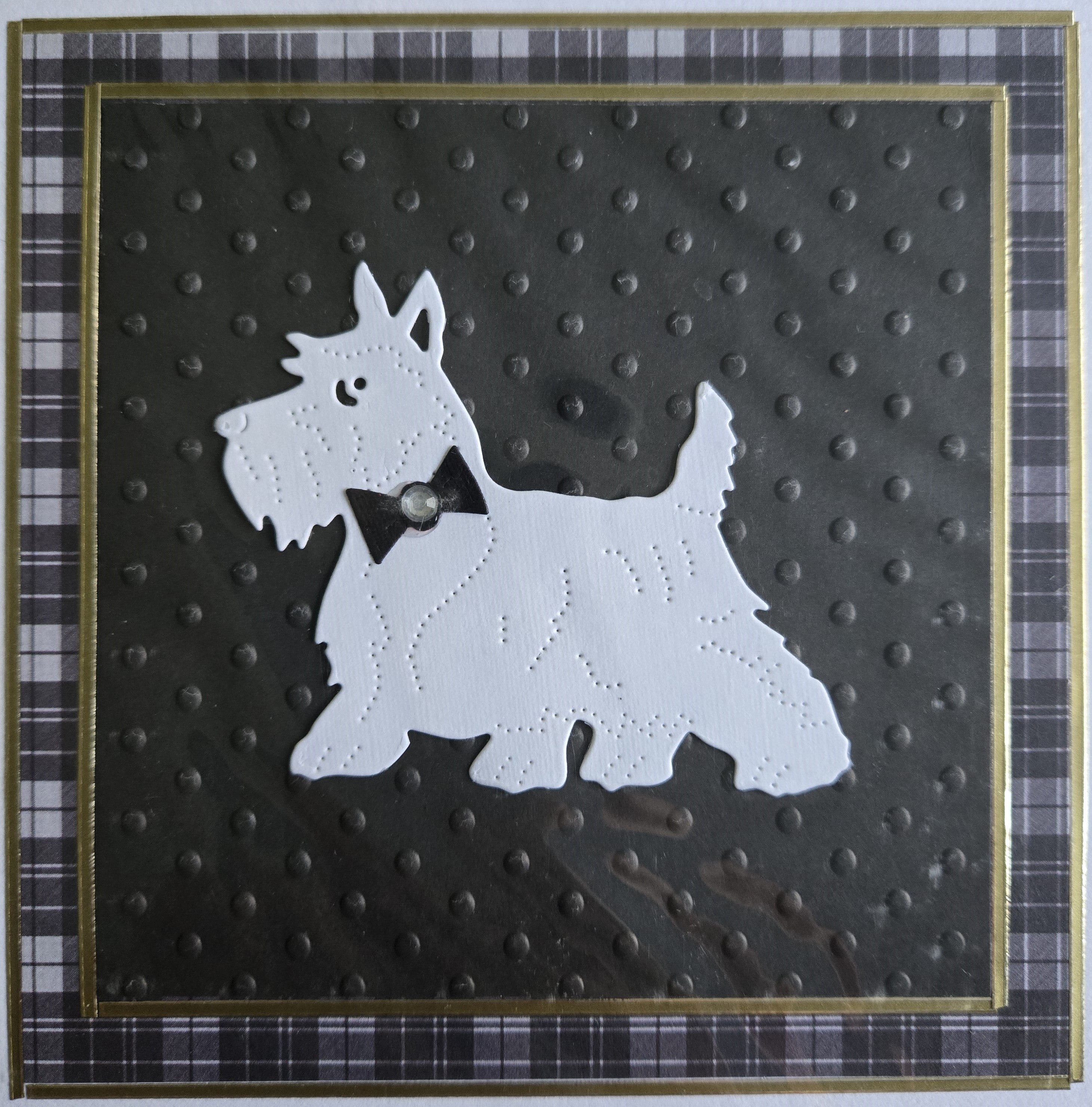 Westie in Black Tartan Card