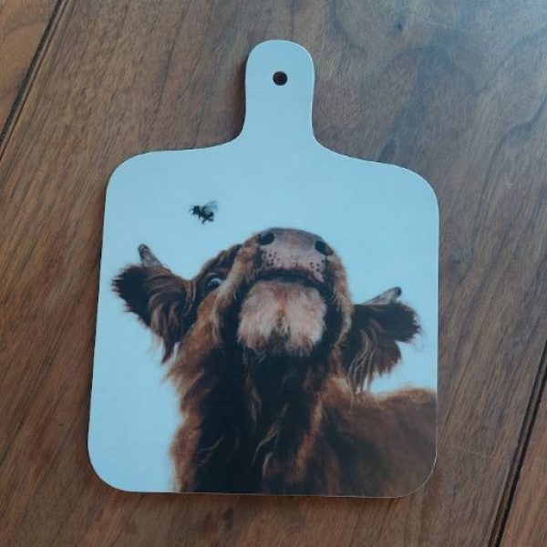 Bee Friends Highland Cow Mini Cutting Board | Scottish Creations