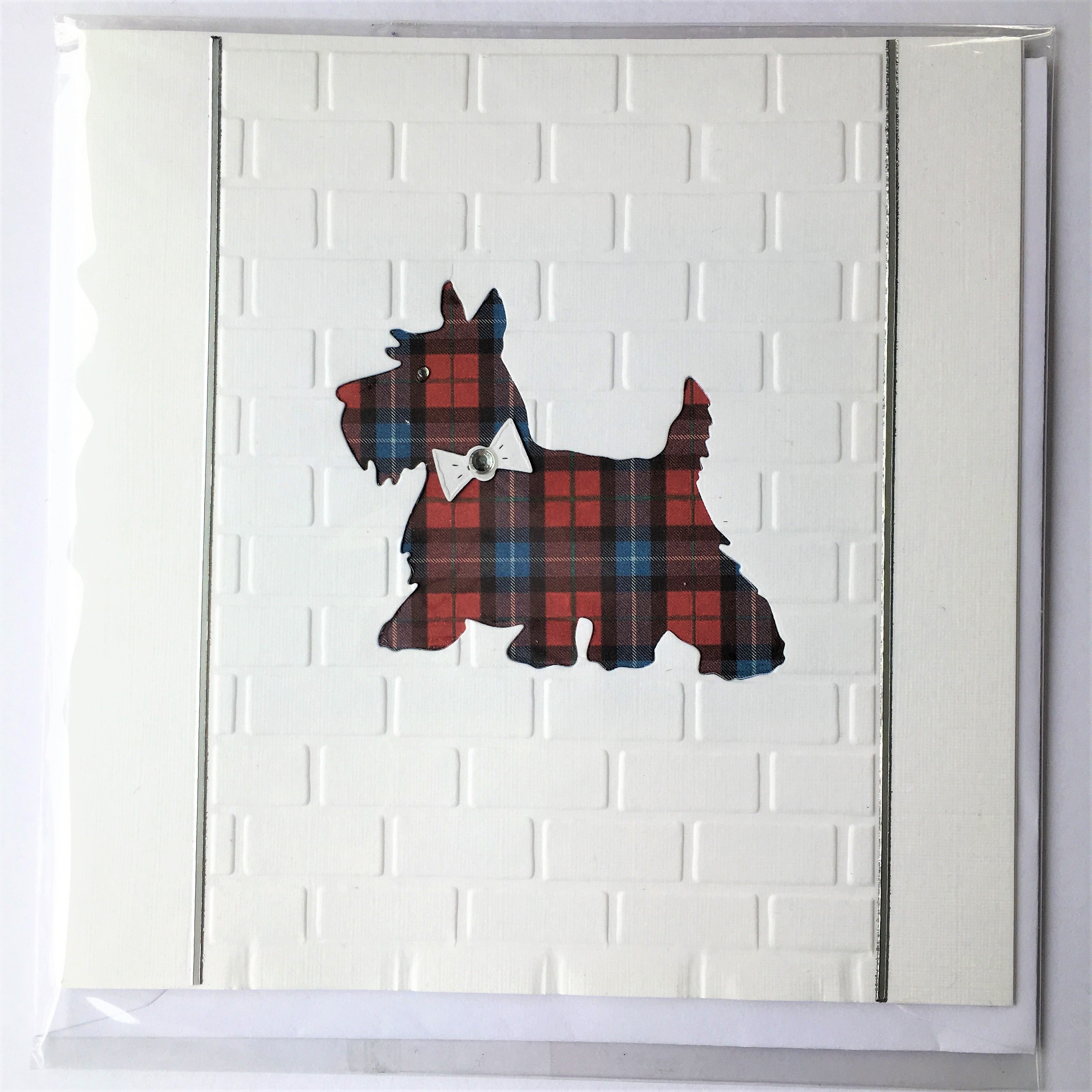 Blue & Red Tartan Dog Card | Roseneath Studios | Scottish Creations