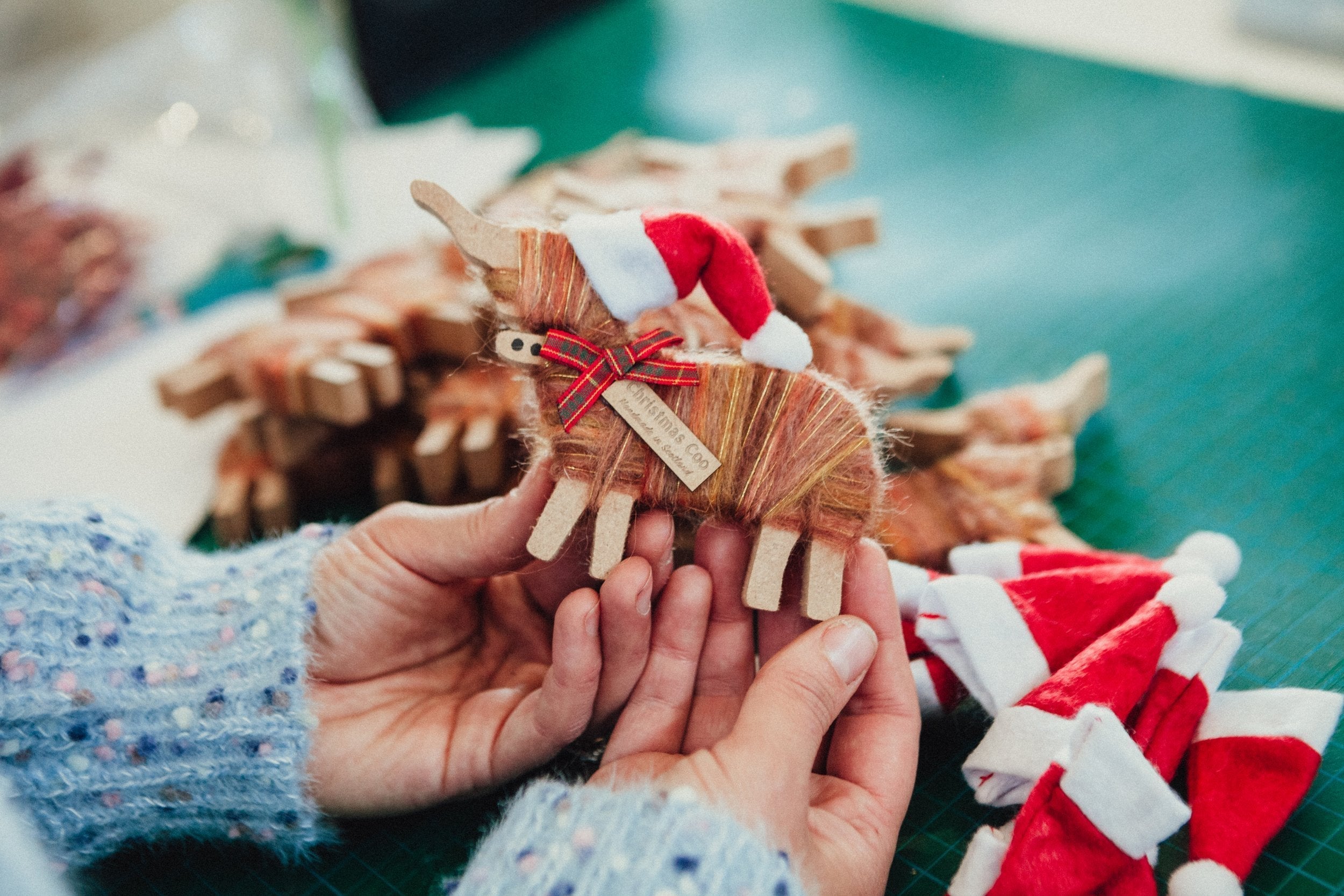 Christmas Hairy Coo Standing Ornaments | Scottish Creations