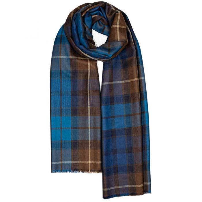 Luxury Extra Fine Merino Stole Buchanan Blue Tartan | Scottish Creations