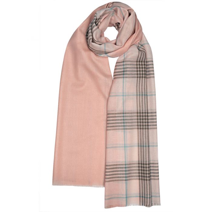 Luxury Extra Fine Merino Stole Dalry Opal Check | Scottish Creations