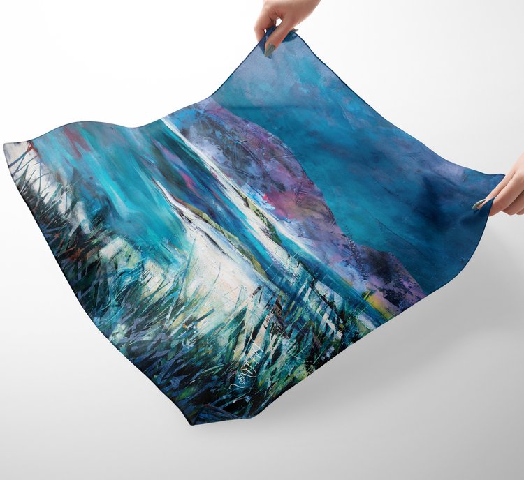 Three Beaches Isle of Harris Silk Scarf | Scottish Creations