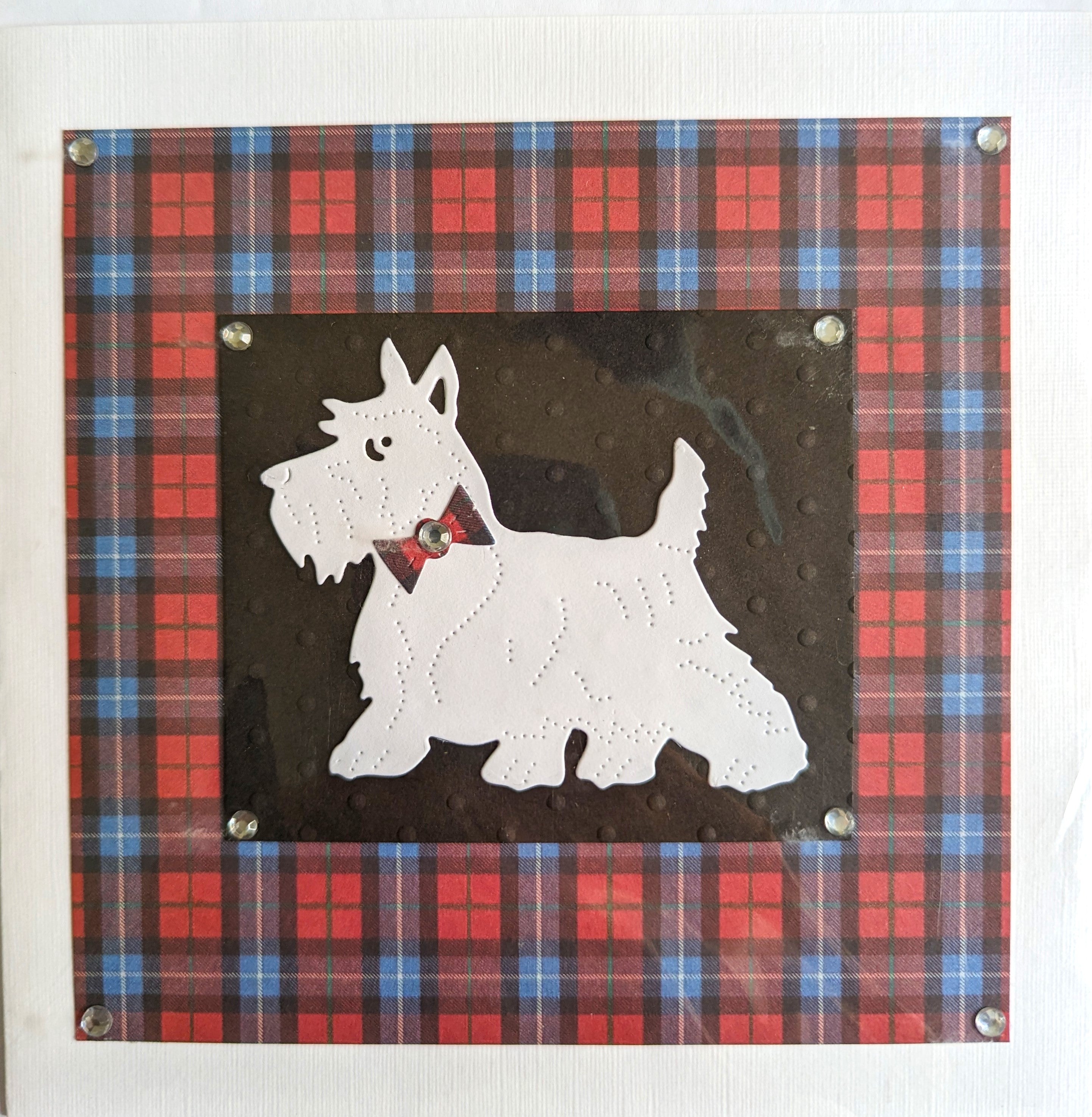 Westie on Blue and Red Tartan Dog Card | Roseneath Studios | Scottish Creations