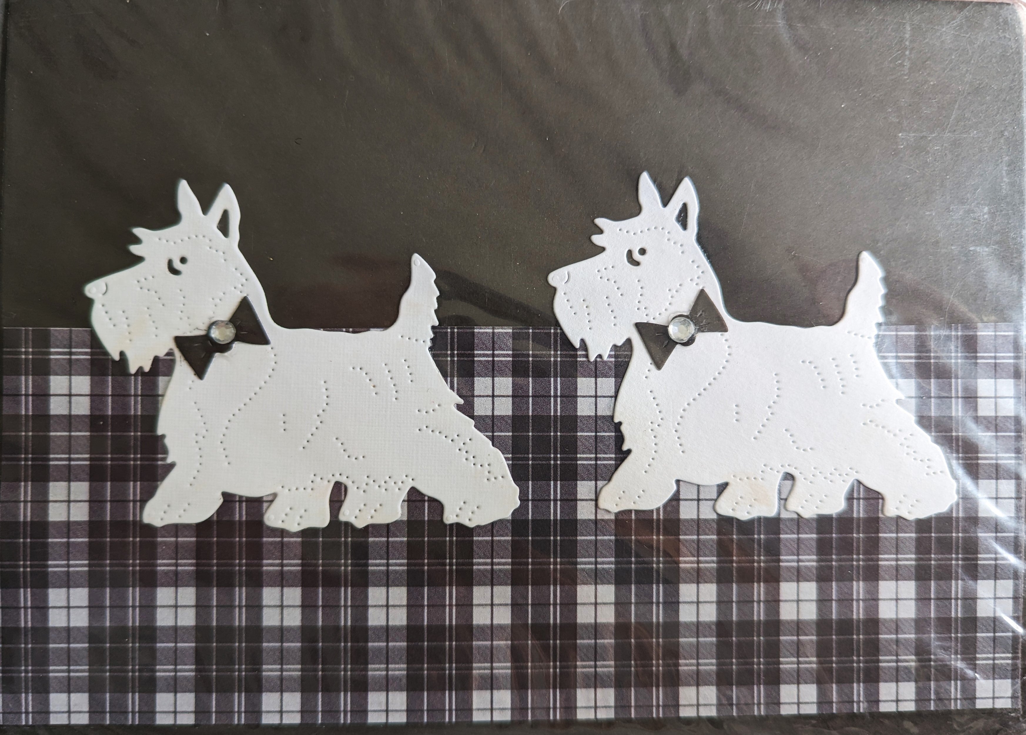 Westies on Black Tartan Card | Scottish Creations